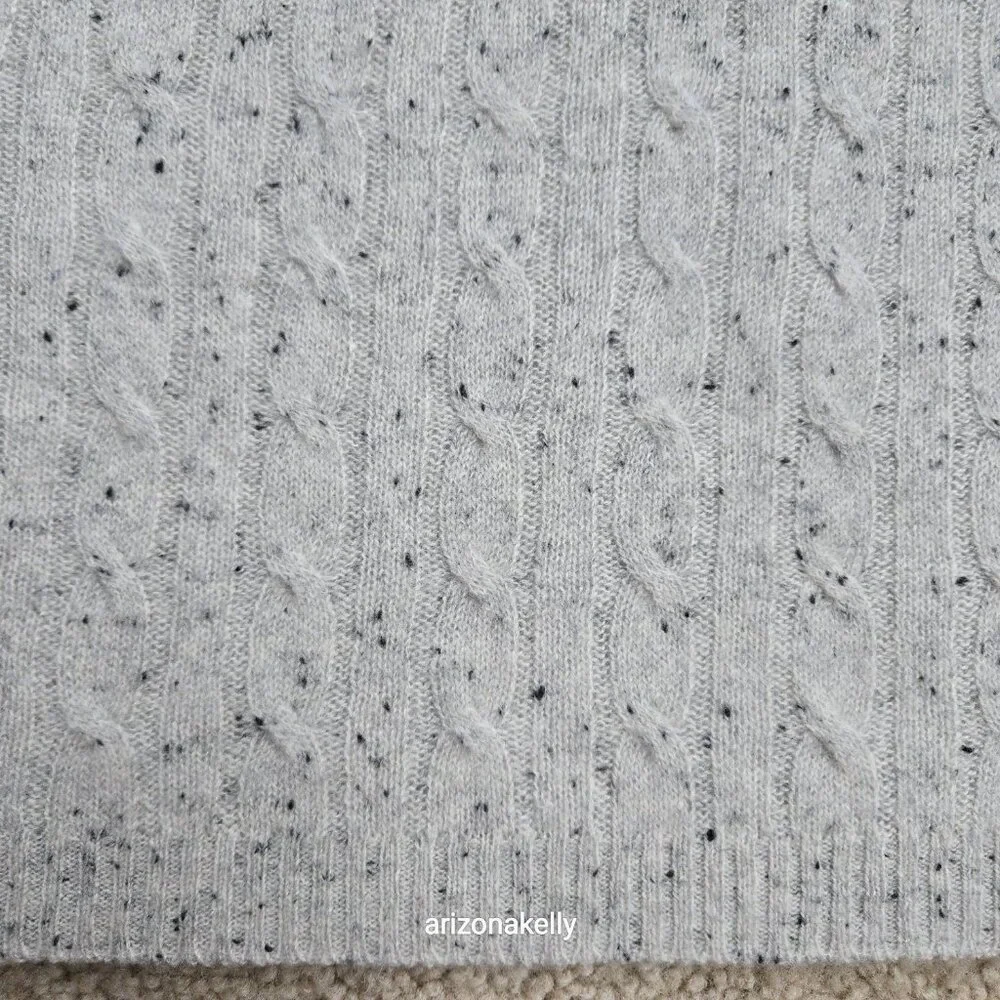 Speckled Cashmere Cable Knit Creme Oversized Scarf